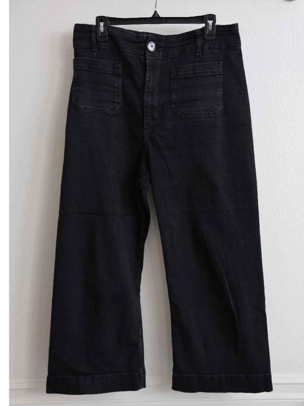 The Colette Crop High-Rise Wide-Leg Jeans by Maeve (Black)